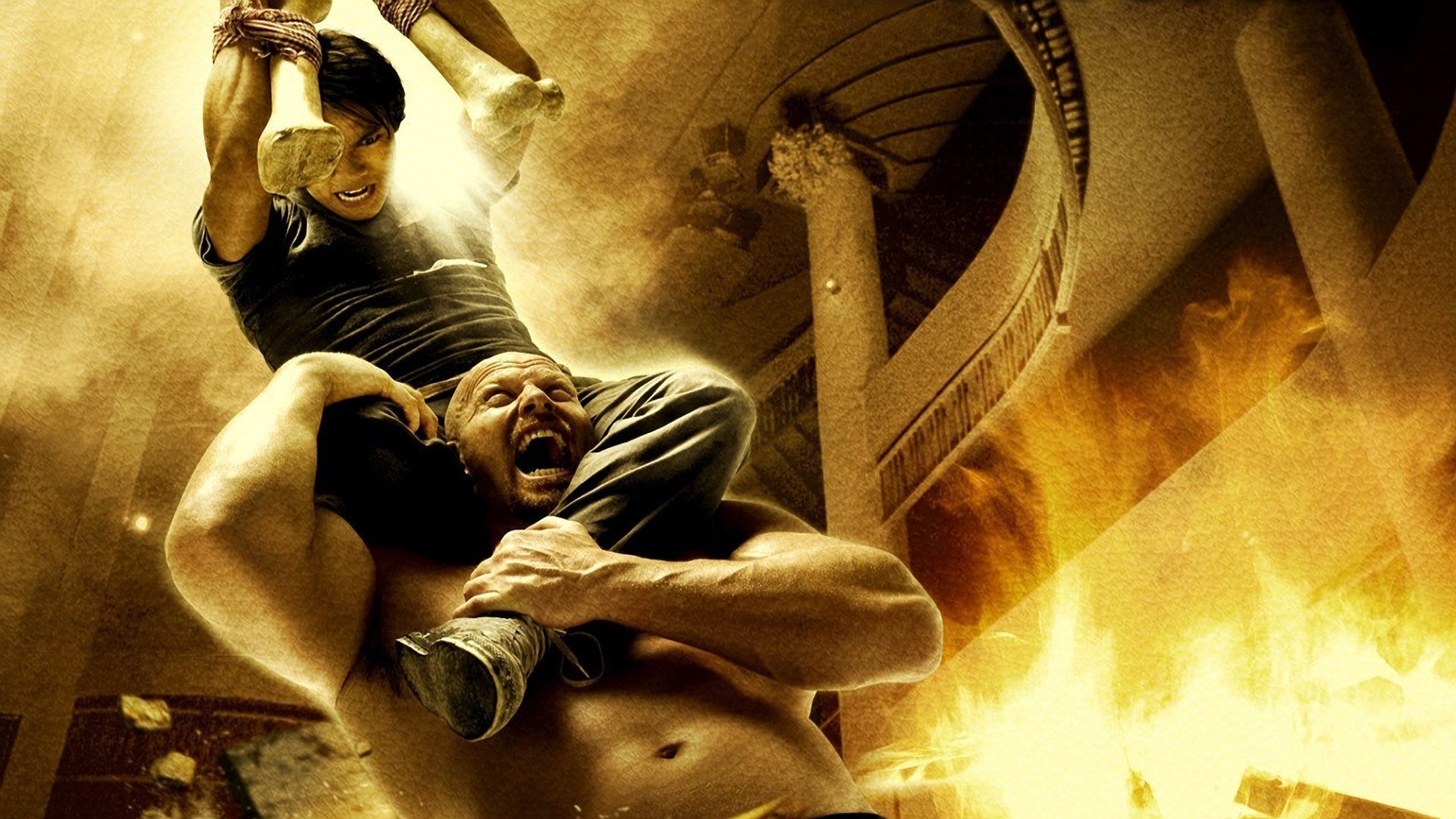 Tony Jaa, Muay Thai, Combattimento, Fuoco, Full HD, sfondo Windows 11