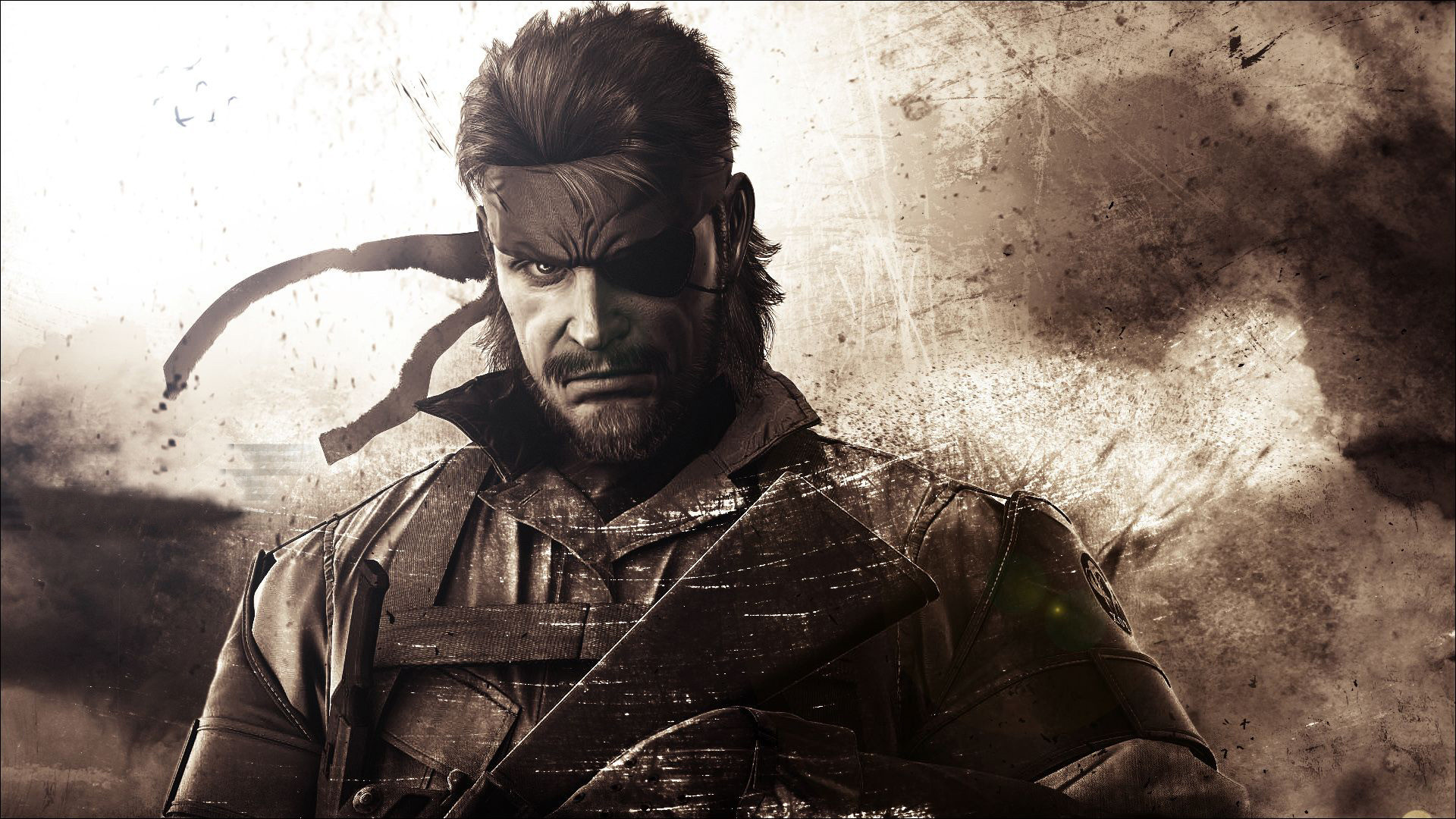 Naked Snake, Metal Gear Solid 3: Snake Eater, Benda sull'occhio, Seppia, sfondo Full HD per PC