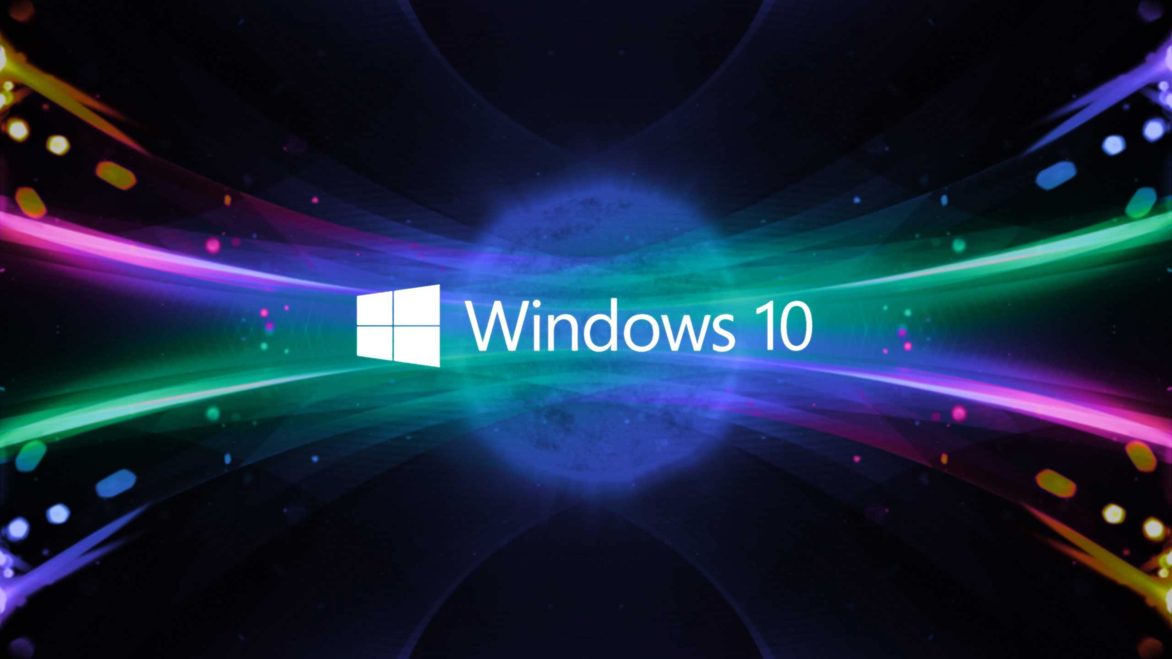 Windows 10, Logo Windows, Luci colorate, Sfondo scuro, 4K, wallpaper per computer