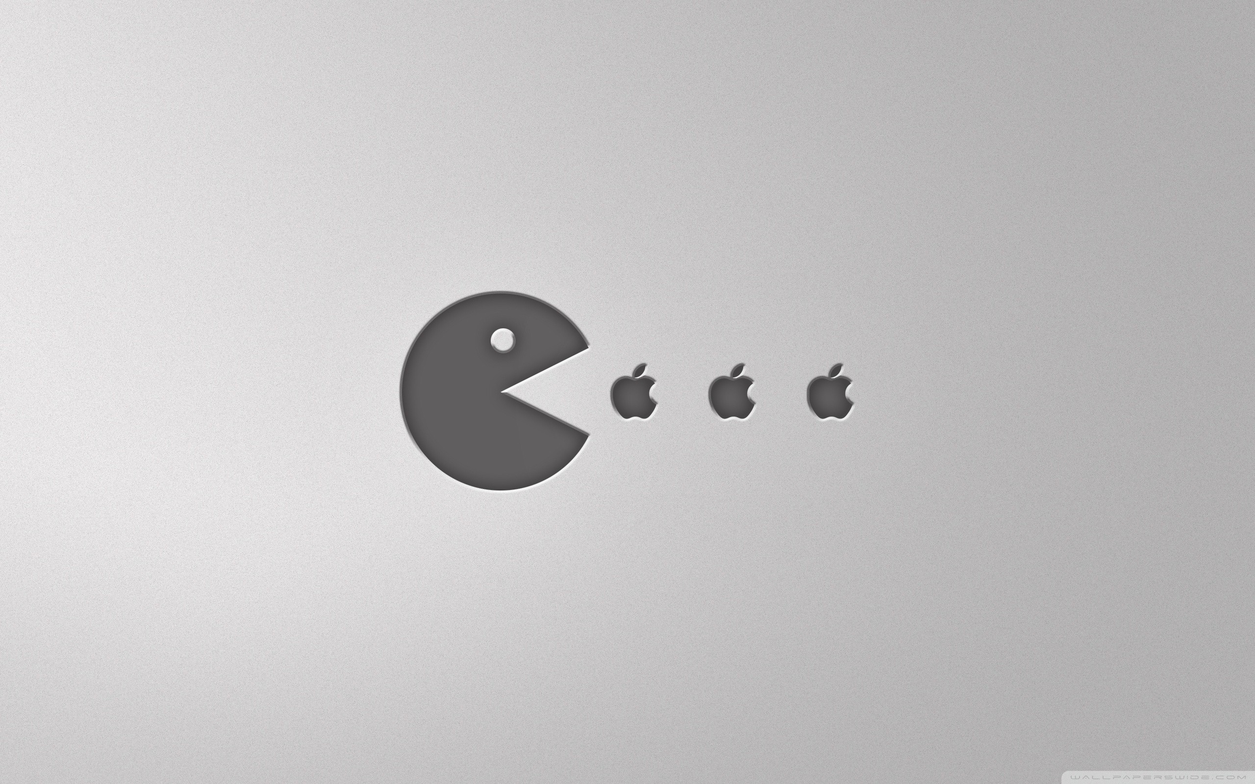 Pac-Man, Logo Apple, Parodia, Grigio, Minimalismo, 2K, sfondo desktop