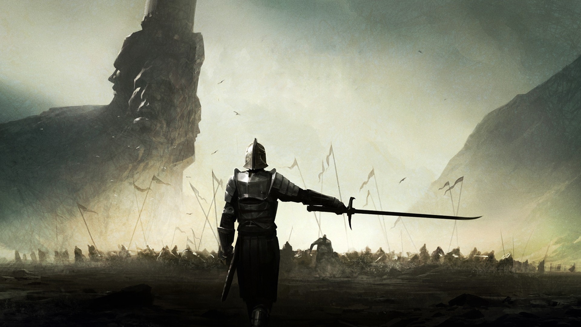 Guerriero, Spada, Esercito, Nebbia, 1920x1080, sfondo per PC