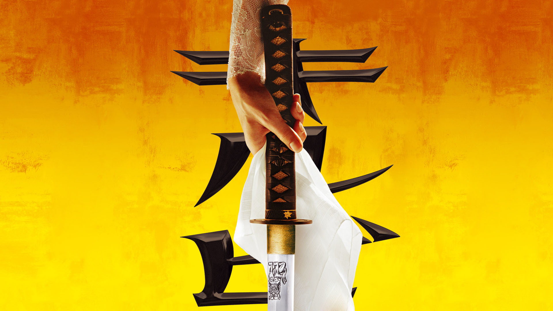 Kill Bill, Spada di Hattori Hanzo, Katana, Sfondo giallo, Full HD, wallpaper desktop