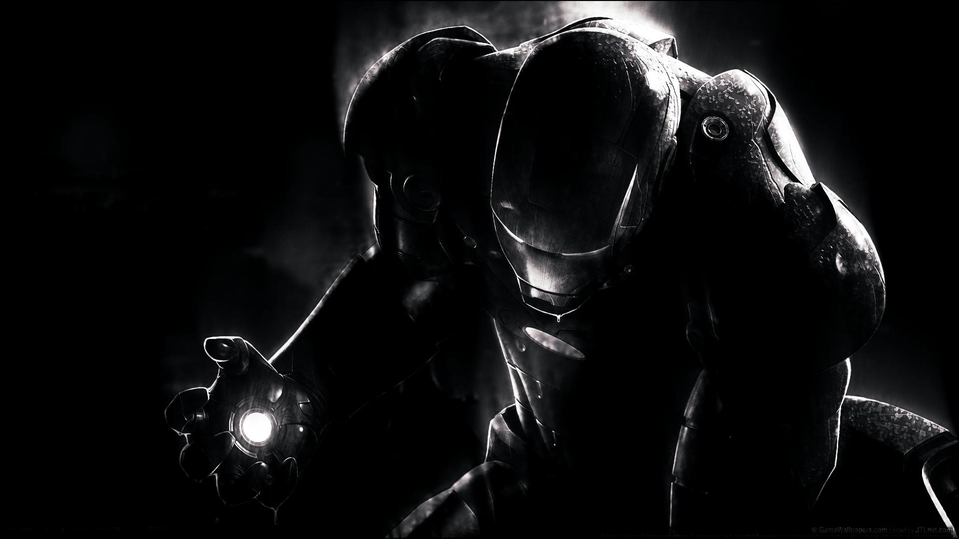 Iron Man, Bianco e nero, Repulsore, Full HD, sfondo Windows 11