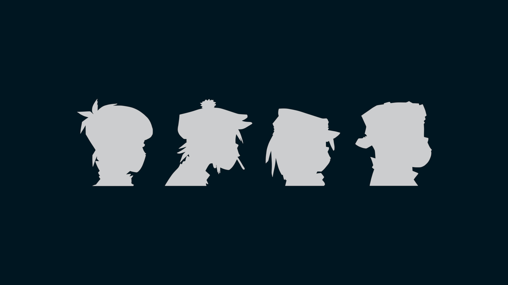 Gorillaz, Silhouette, Minimalismo, Blu scuro, Full HD, sfondo per PC