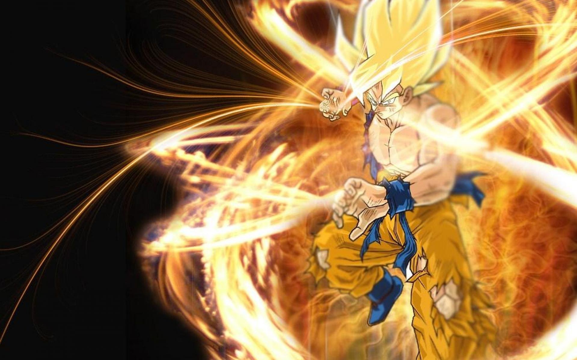 Son Goku, Super Saiyan, Energia, Dragon Ball Z, Arancione, 1920x1200, sfondo per PC