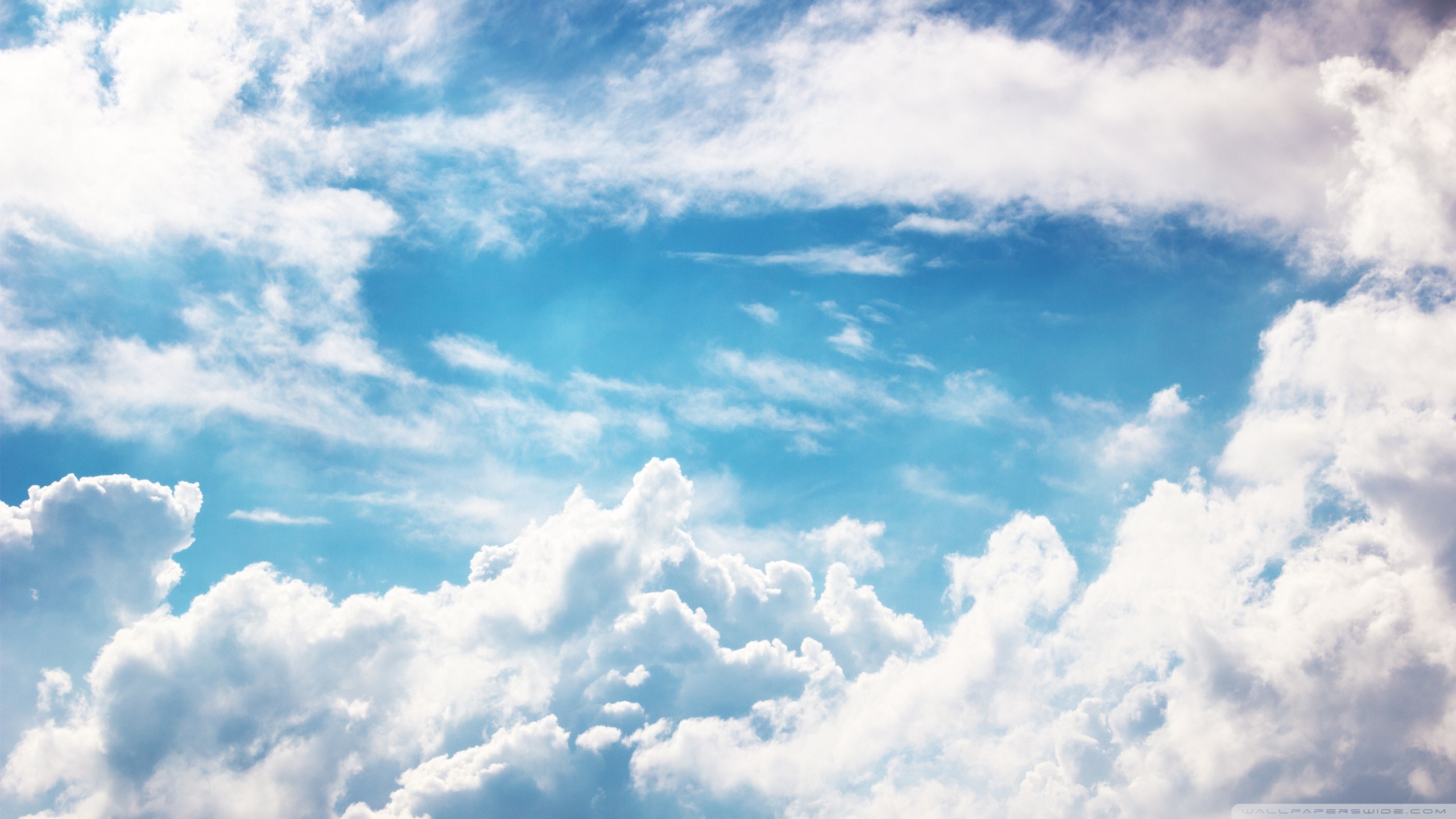 Nuvole bianche, Cielo azzurro, Cumuli, 16:9 2K, wallpaper widescreen