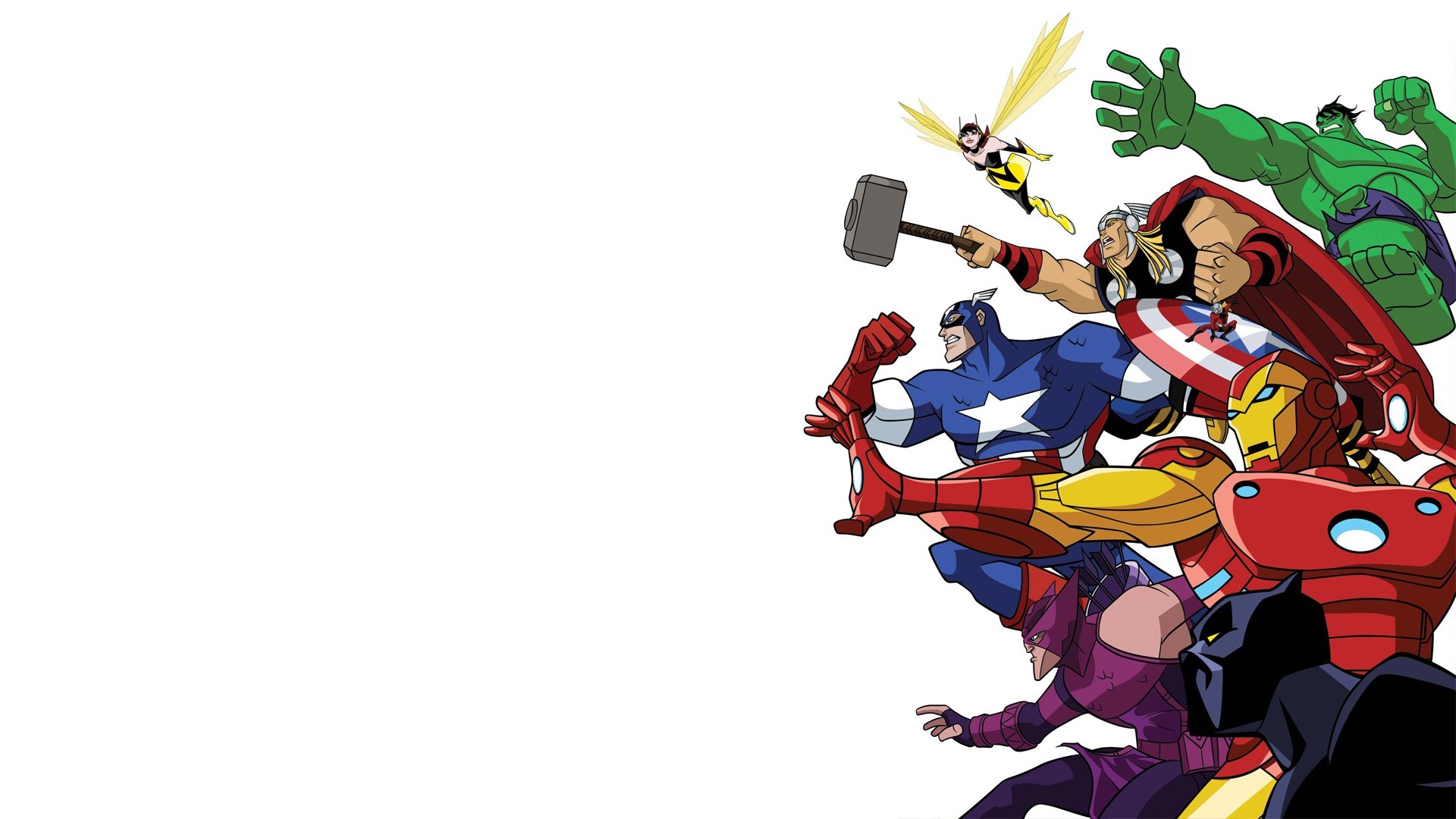 Avengers, Hulk, Thor, Capitan America, Iron Man, Cartone animato, wallpaper per portatile