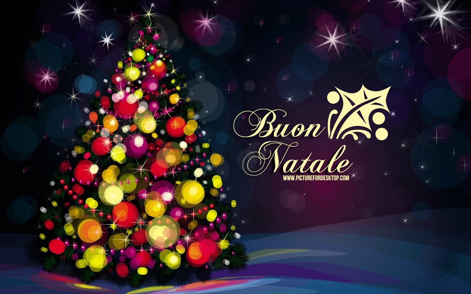 Buon Natale, Albero di Natale, Luci colorate, Bokeh, Full HD, sfondo per PC
