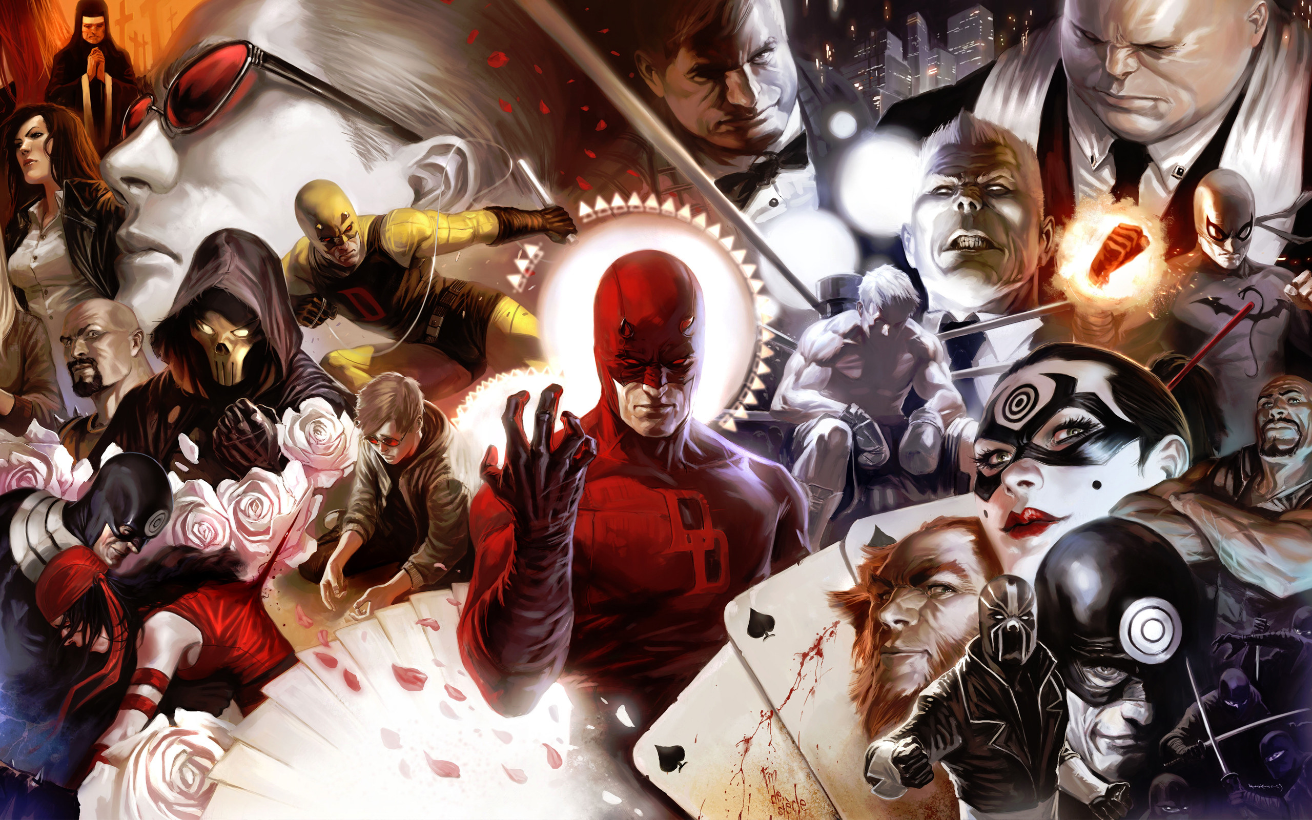 Daredevil, Bullseye, Kingpin, Elektra, Marvel, Fumetto, 2K 1600p, sfondo desktop