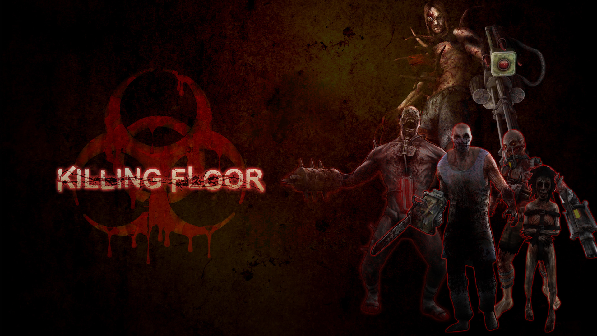Killing Floor, Zombie, Simbolo biohazard, Horror, Rosso, 16:9 Full HD, sfondo widescreen