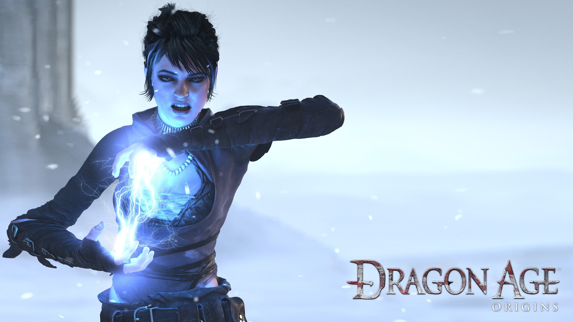 Dragon Age: Origins, Mago, Magia, Neve, Logo, 1920x1080, immagine di sfondo