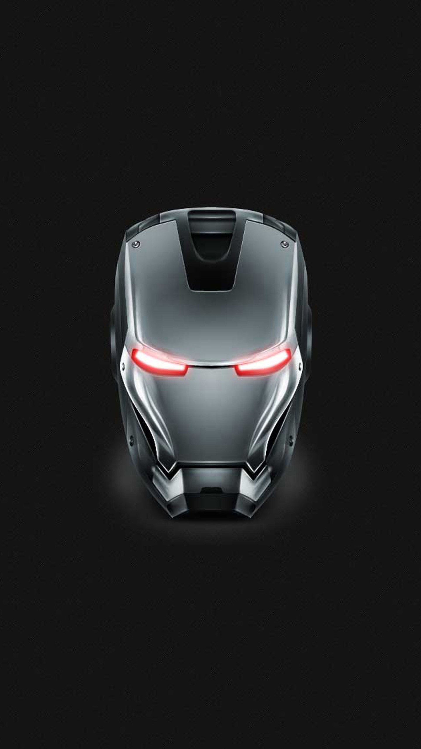 Iron Man, Casco argento, Sfondo grigio, QHD+, schermata di blocco del cellulare