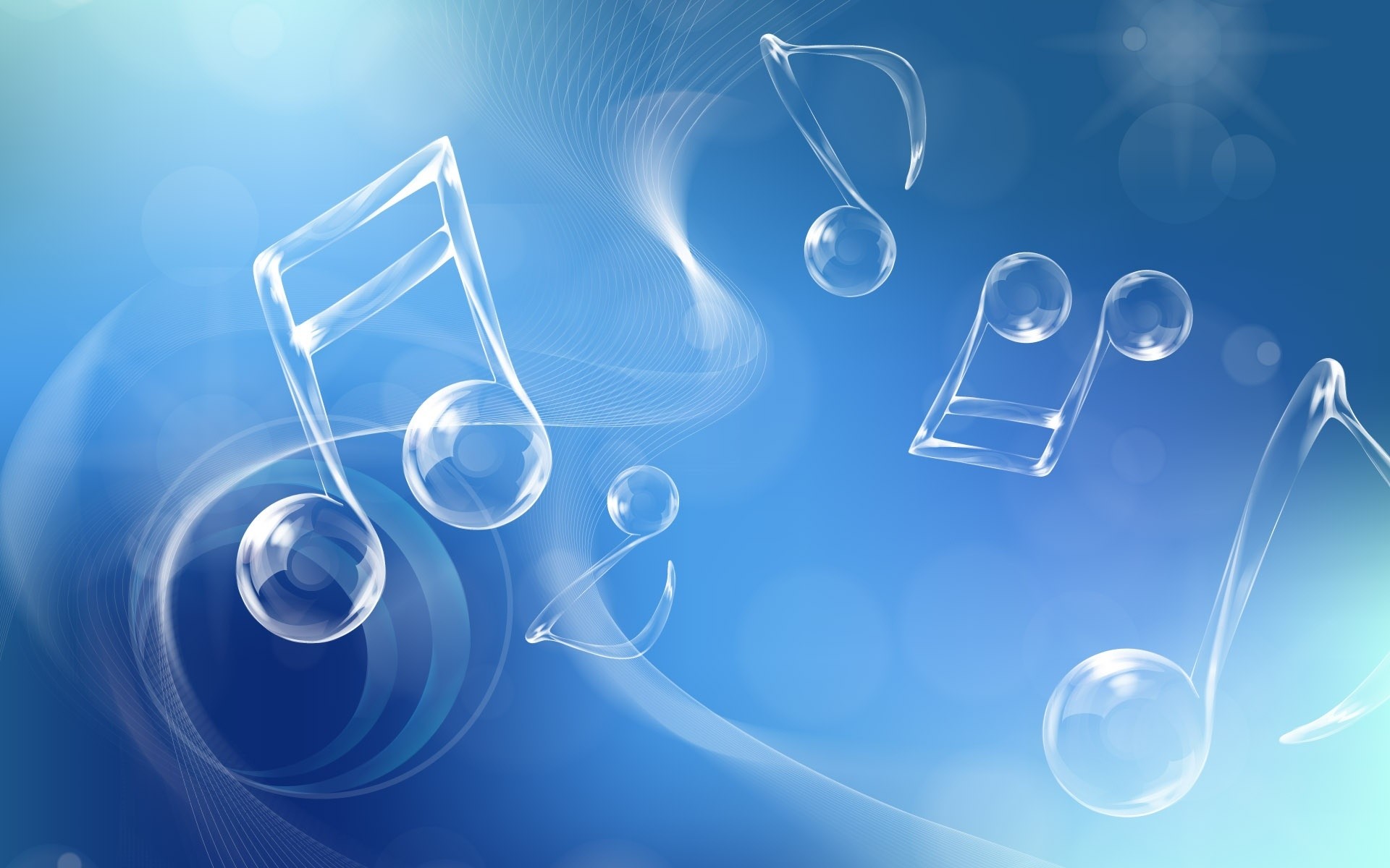 Note musicali, Bolle, Blu, 16:10 Full HD, sfondo widescreen