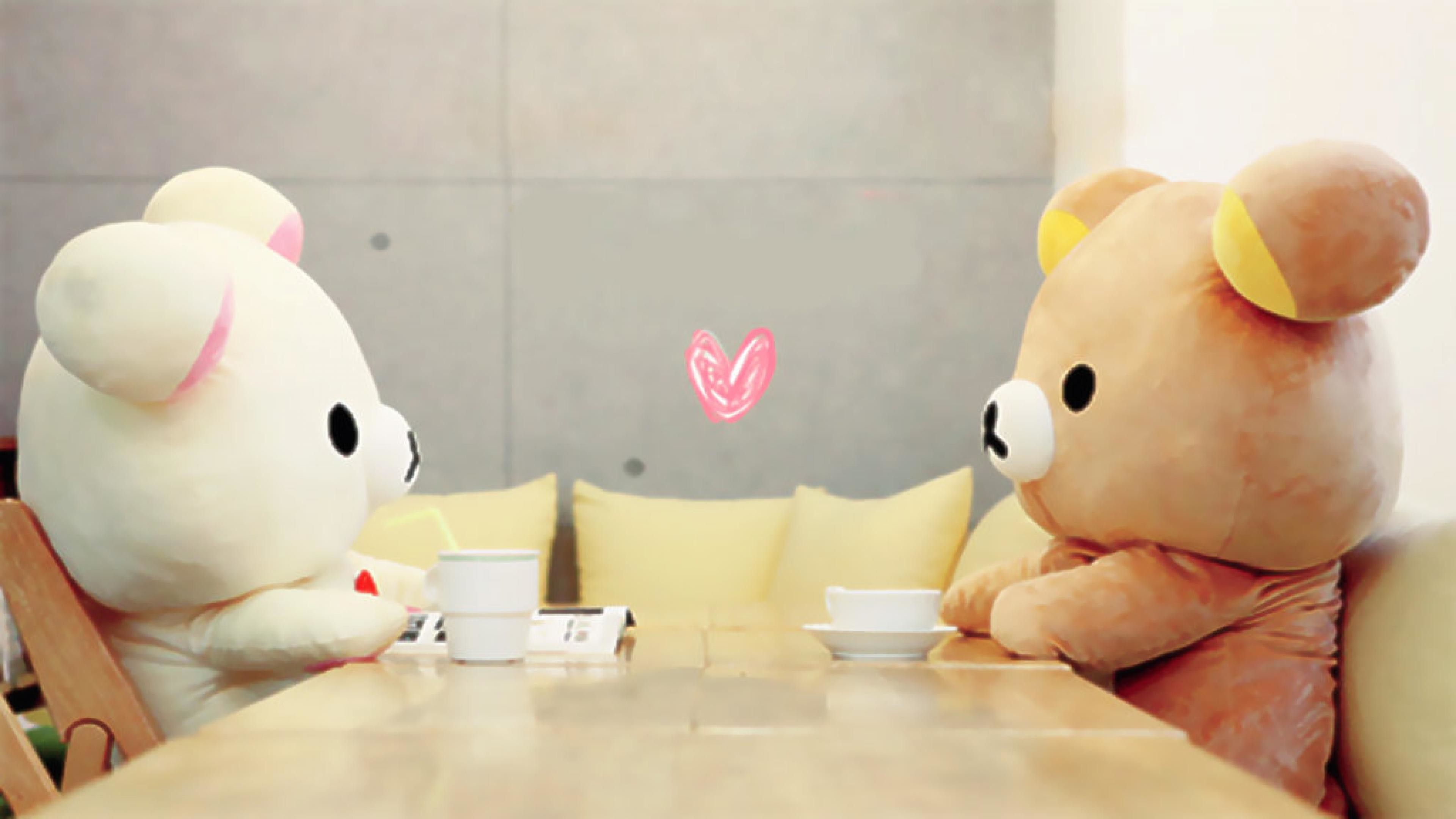 Rilakkuma, Korilakkuma, Peluche, Cuore, Kawaii, 3840x2160, immagine di sfondo