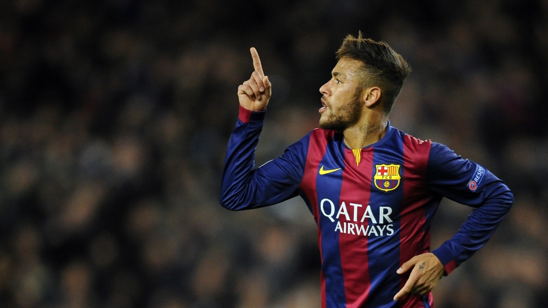 Neymar, FC Barcelona, Esultanza, Dito al cielo, Full HD, sfondo per portatile