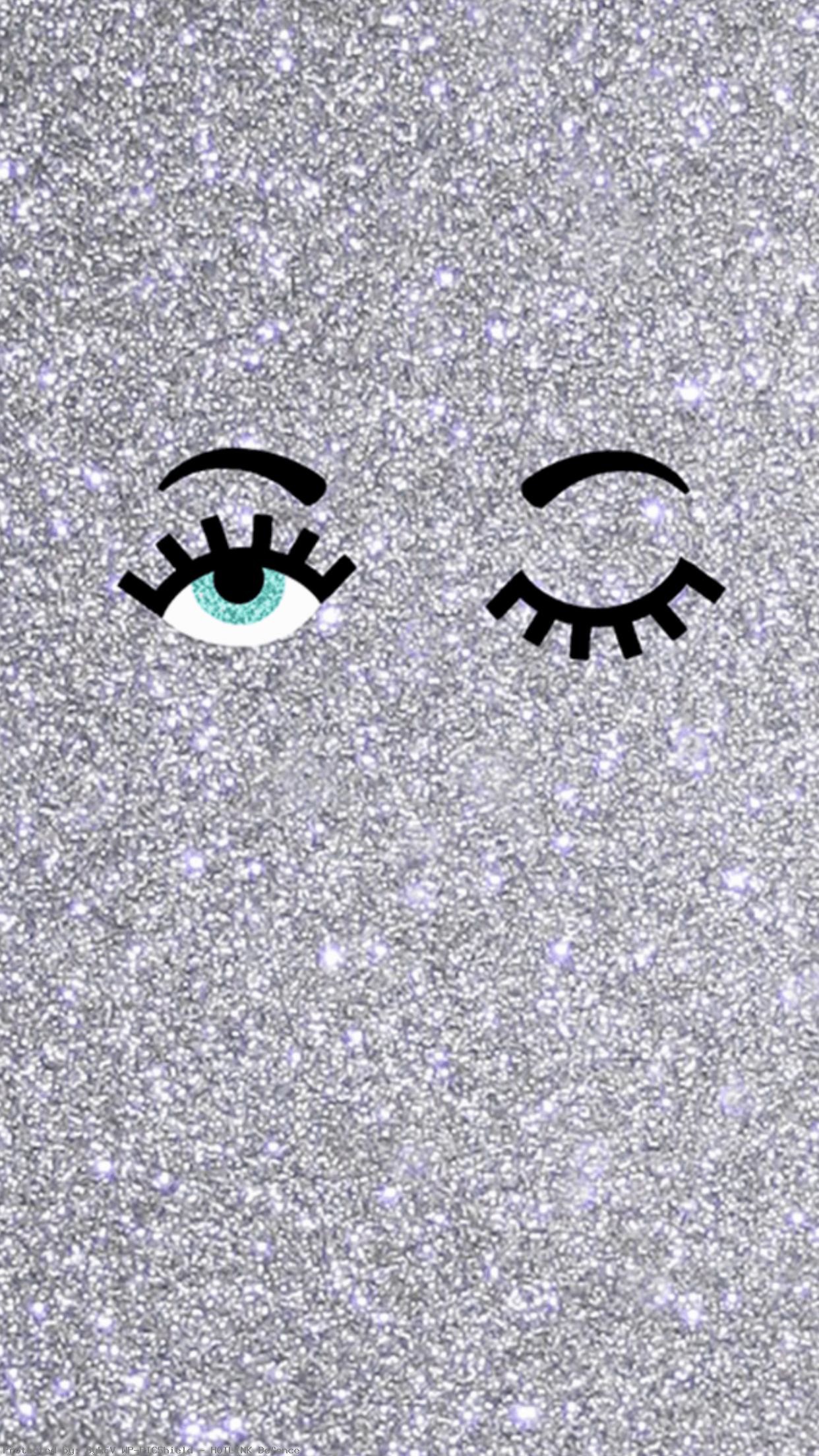 Occhiolino, Ciglia, Glitter, Argento, immagine di sfondo iPhone