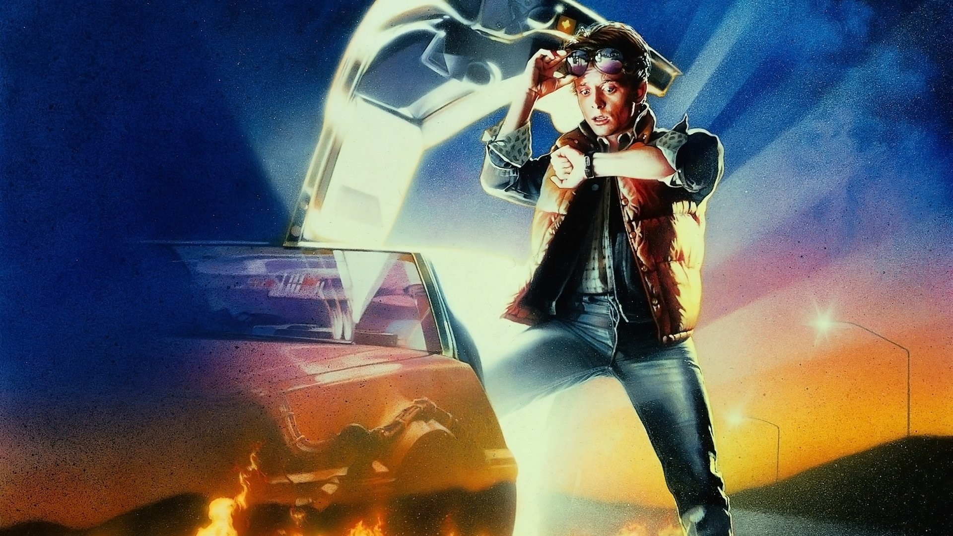 Ritorno al futuro, Marty McFly, Michael J. Fox, DeLorean DMC-12, Locandina, sfondo Full HD per portatile