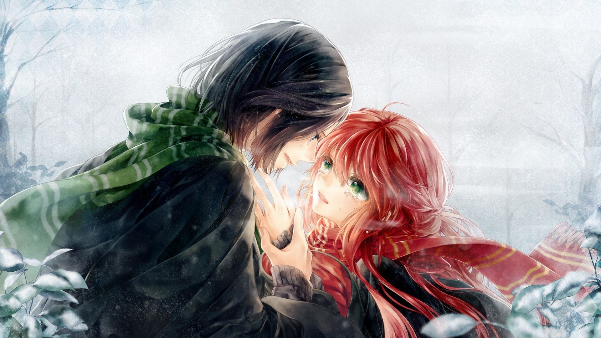 Severus Piton, Lily Potter, Harry Potter, Anime, Neve, Full HD 1080p, sfondo desktop