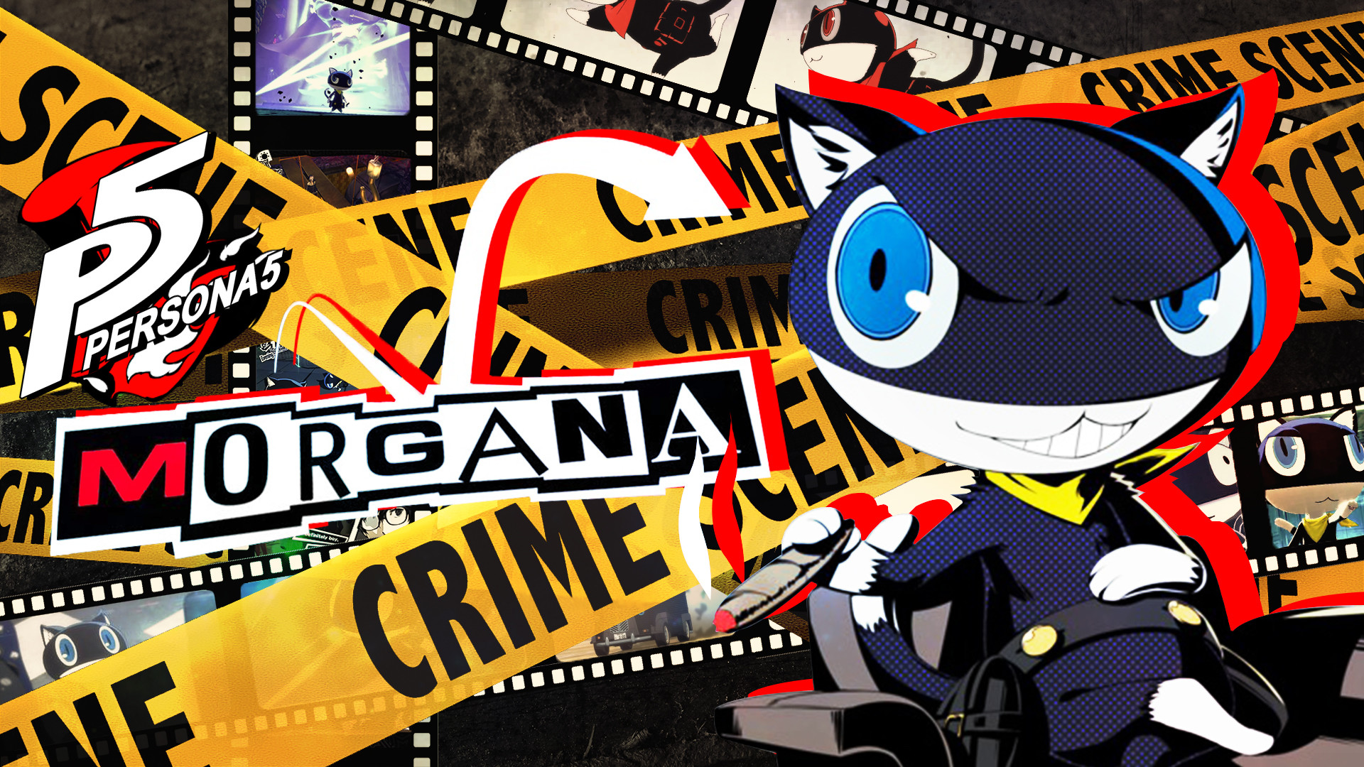 Morgana, Persona 5, Nastro Crime Scene, Logo, Full HD, sfondo desktop