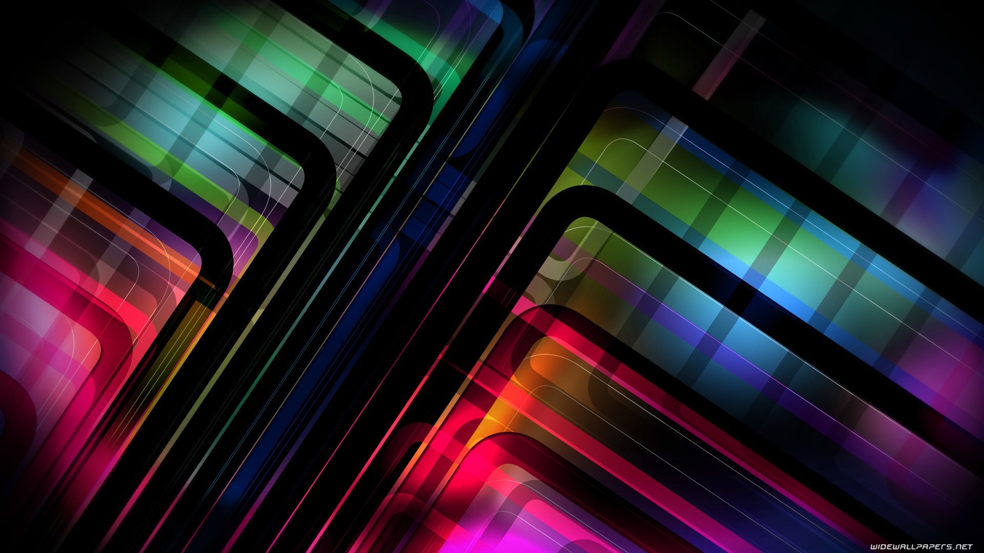 Linee curve, Astratto, Colori neon, Full HD 1080p, sfondo desktop