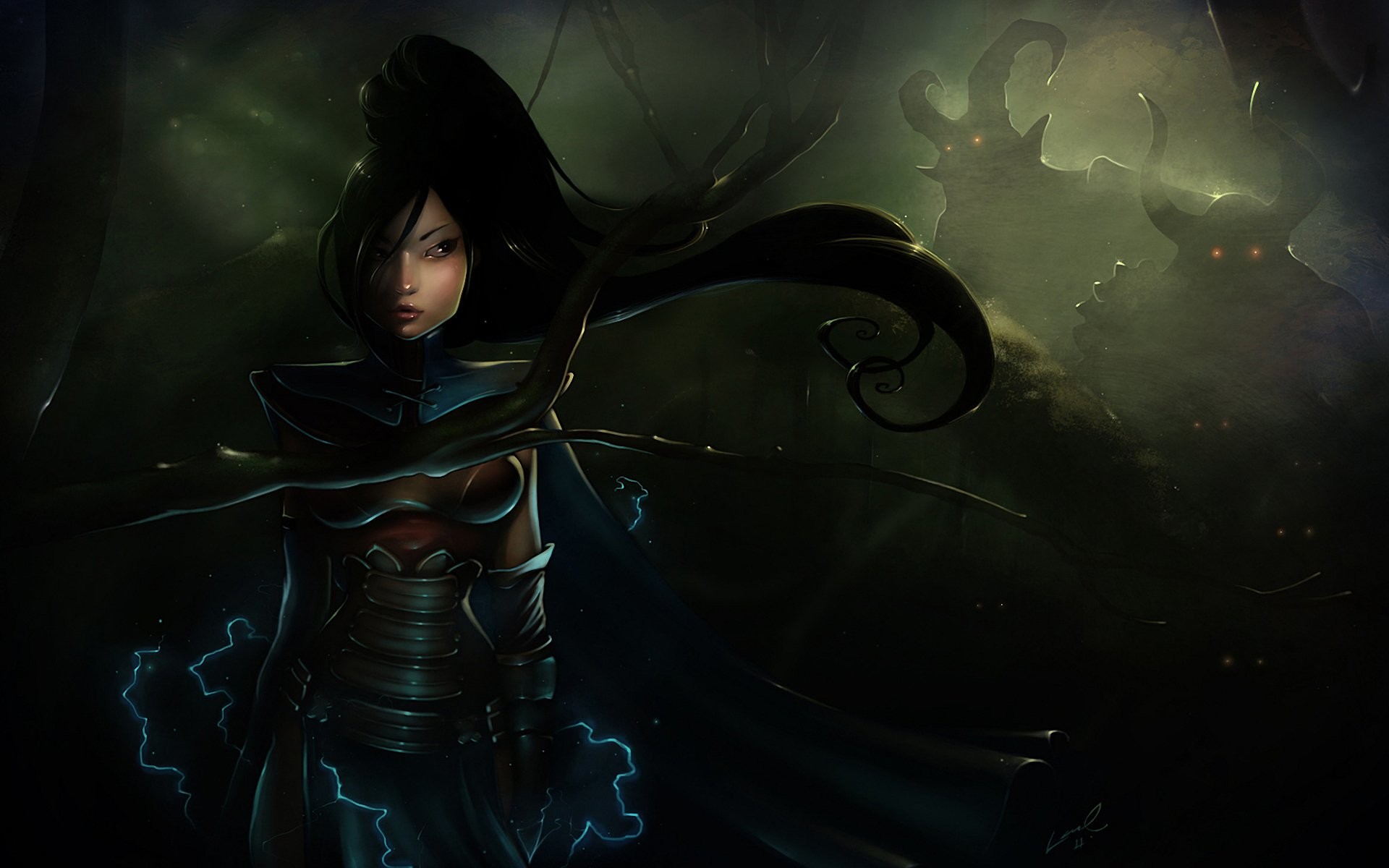 Cacciatrice di demoni, Diablo III, Fantasy oscuro, Verde scuro, Full HD, sfondo Windows 11