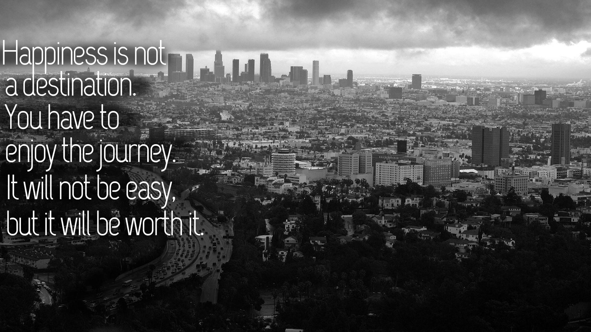 Los Angeles, Citazione motivazionale, Skyline, Bianco e nero, 1920x1080, immagine di sfondo
