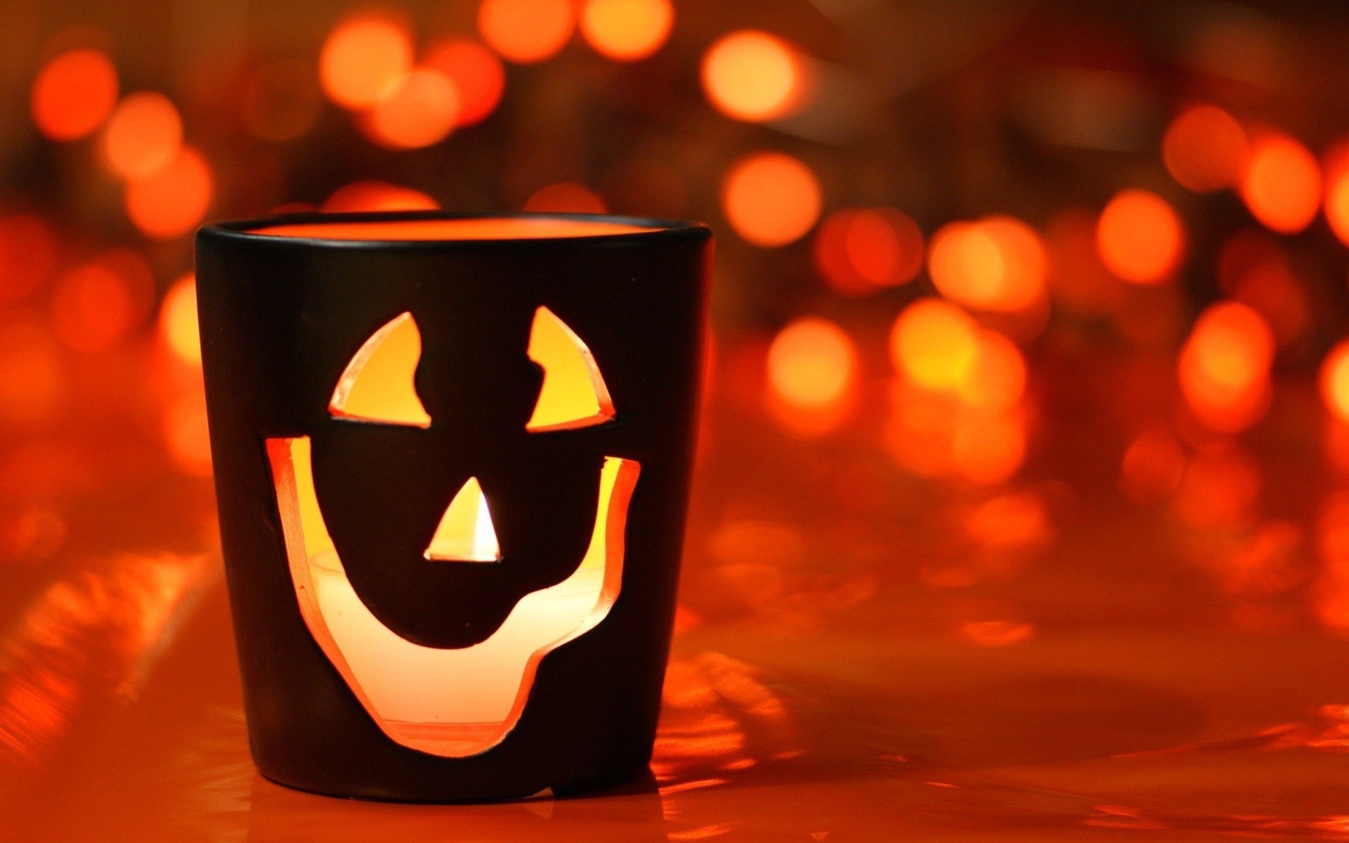 Portacandele, Faccia di zucca, Bokeh, Arancione, Candela, 1920x1200, sfondo per PC