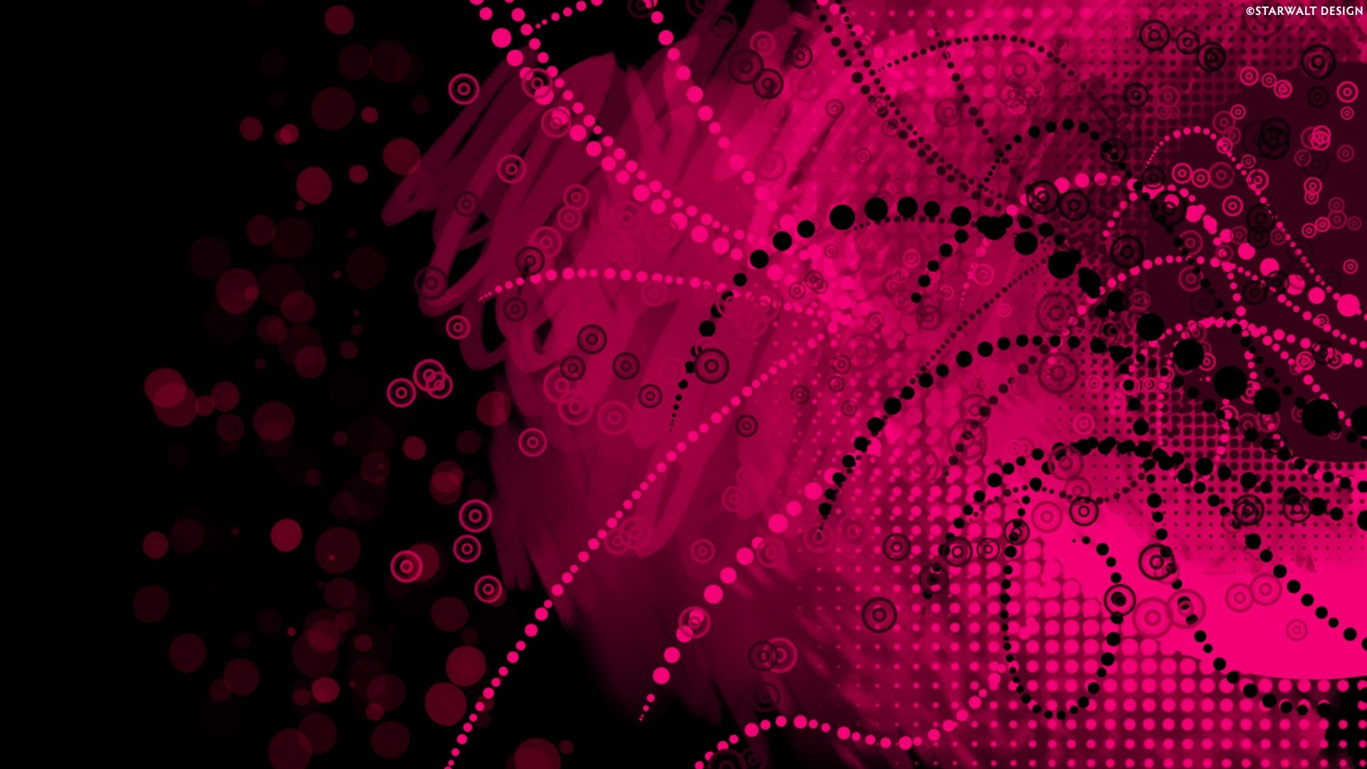 Fucsia, Arte astratta, Puntini, Sfondo nero, Full HD, wallpaper per computer