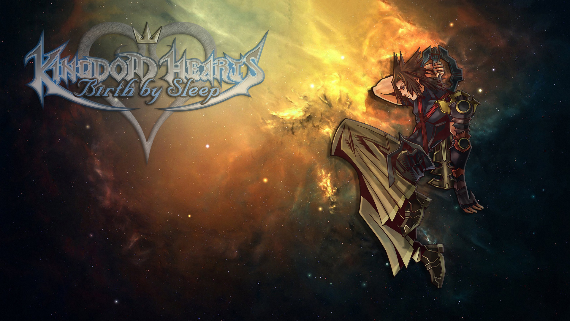 Kingdom Hearts Birth by Sleep, Terra, Nebulosa, Spazio, Logo, 16:9 Full HD, sfondo widescreen