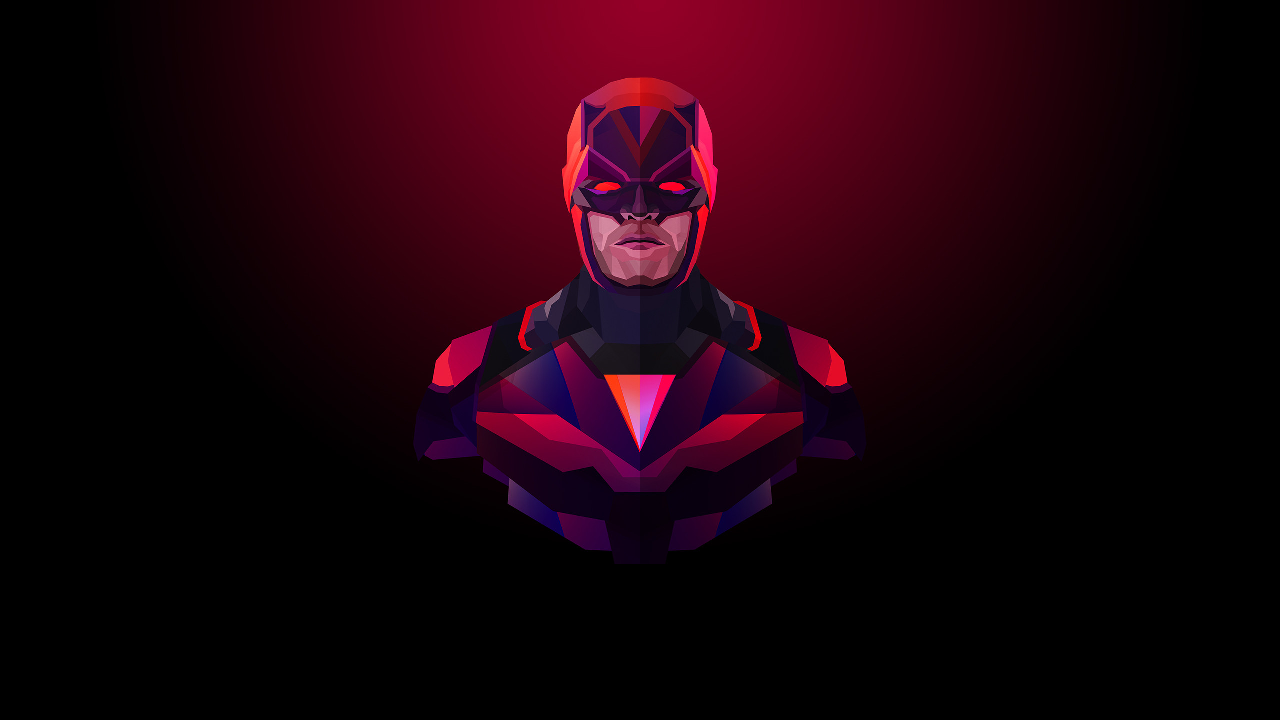 Daredevil, Marvel, Low poly, Sfondo rosso, 2K, wallpaper desktop