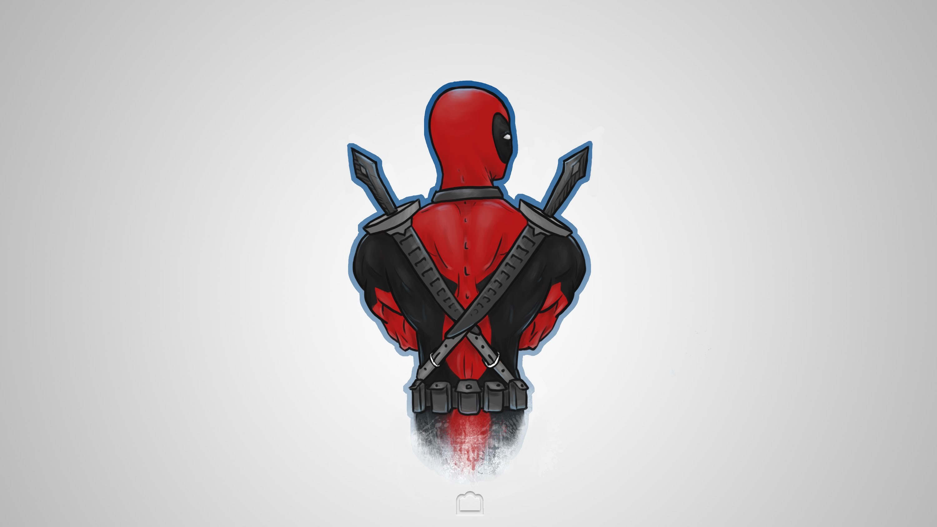 Deadpool, Katane, Illustrazione, Sfondo grigio, 16:9 2K, wallpaper widescreen