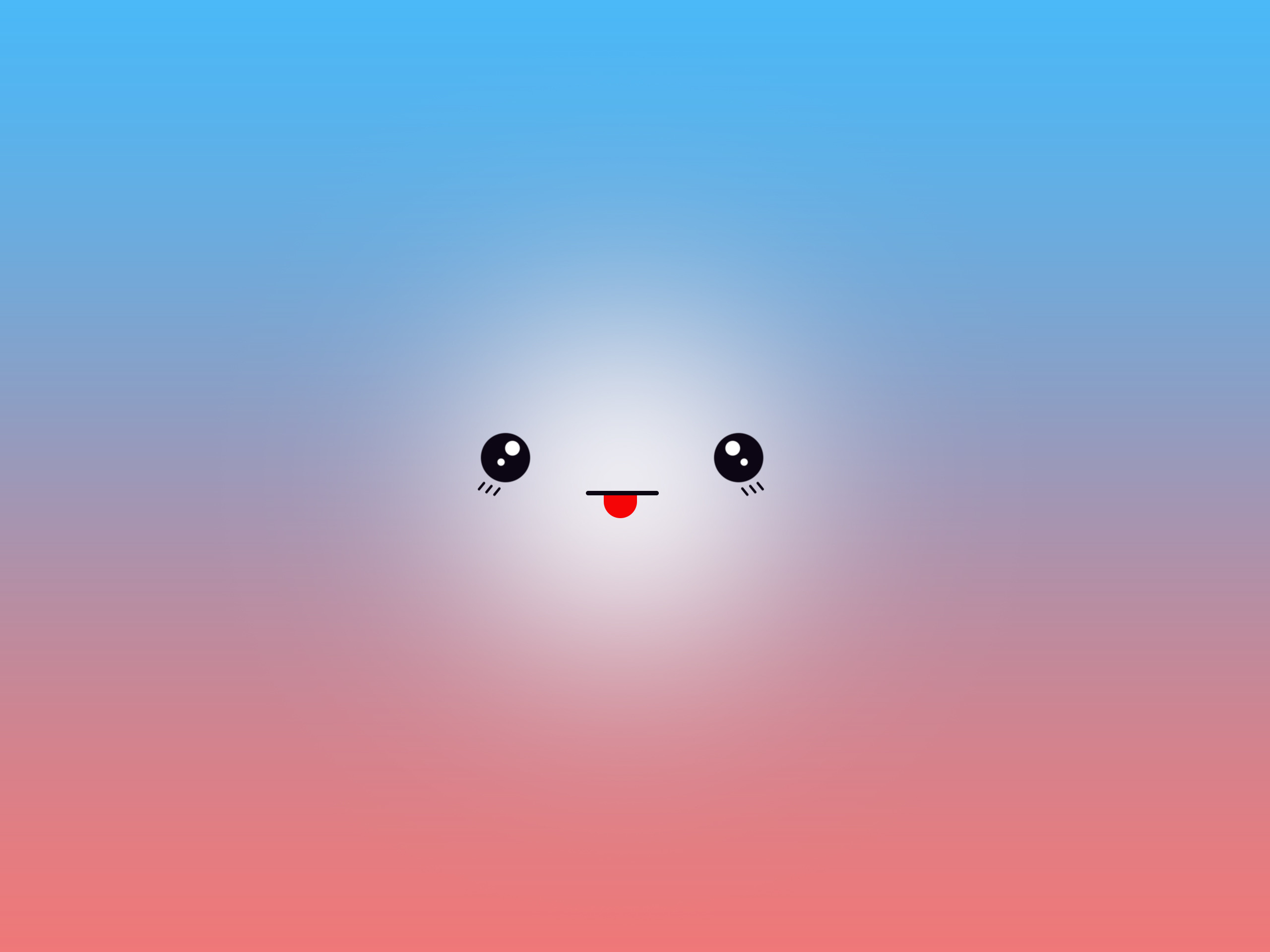 Faccina kawaii, Minimalista, Sfumatura, 2K, sfondo per iPad e tablet