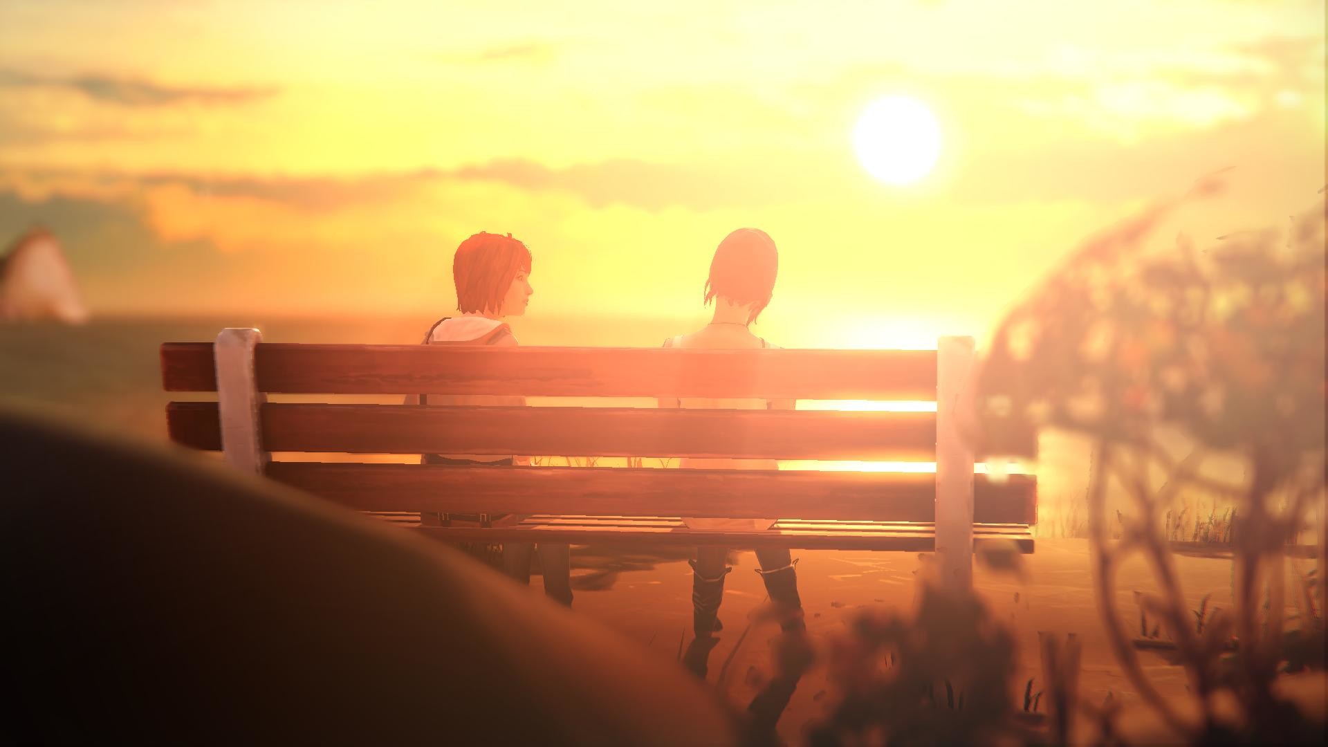 Max Caulfield, Chloe Price, Life is Strange, Panchina, Tramonto, sfondo Full HD per PC