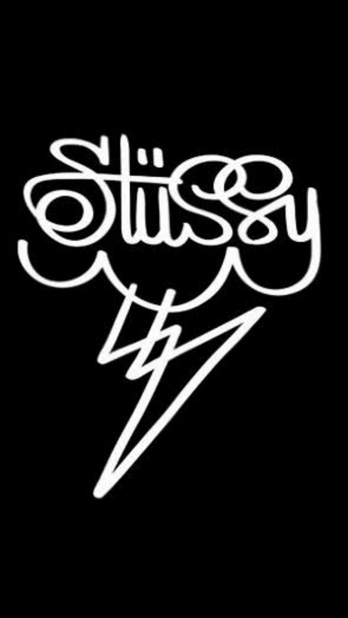 Stüssy, Logo, Sfondo nero, Full HD, schermata di blocco del cellulare