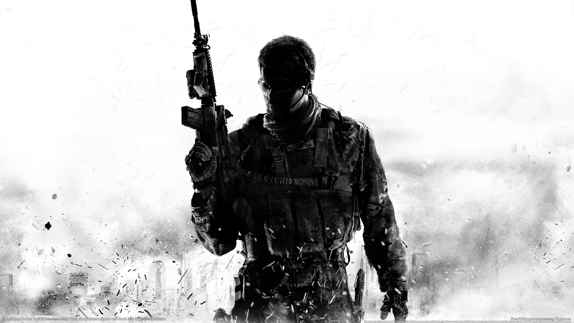 Call of Duty: Modern Warfare 3, Call of Duty, Soldato, Silhouette, Sfondo bianco, wallpaper Full HD