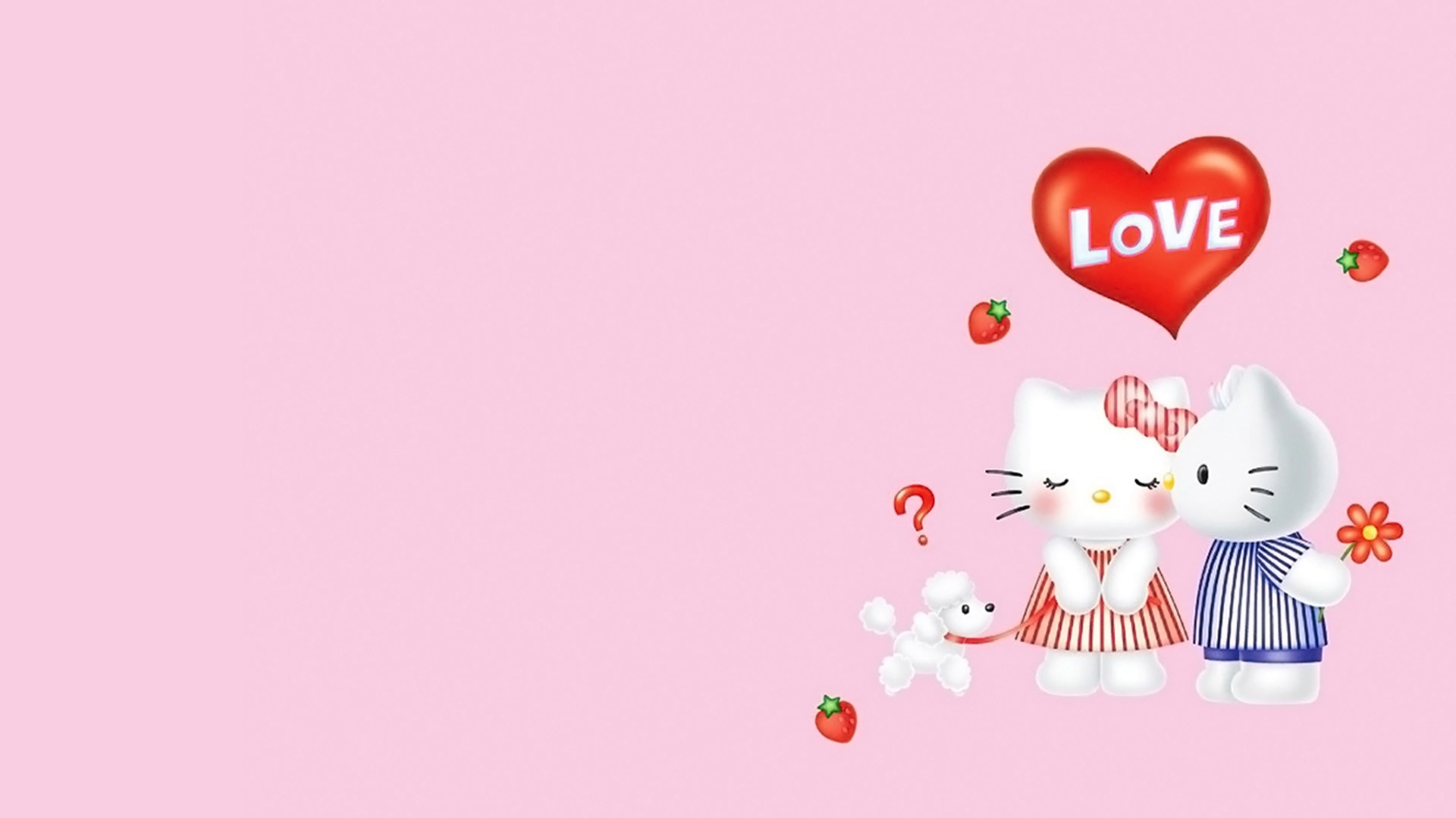 Hello Kitty, Dear Daniel, Love, Cuore, Fragole, 1920x1080, immagine di sfondo