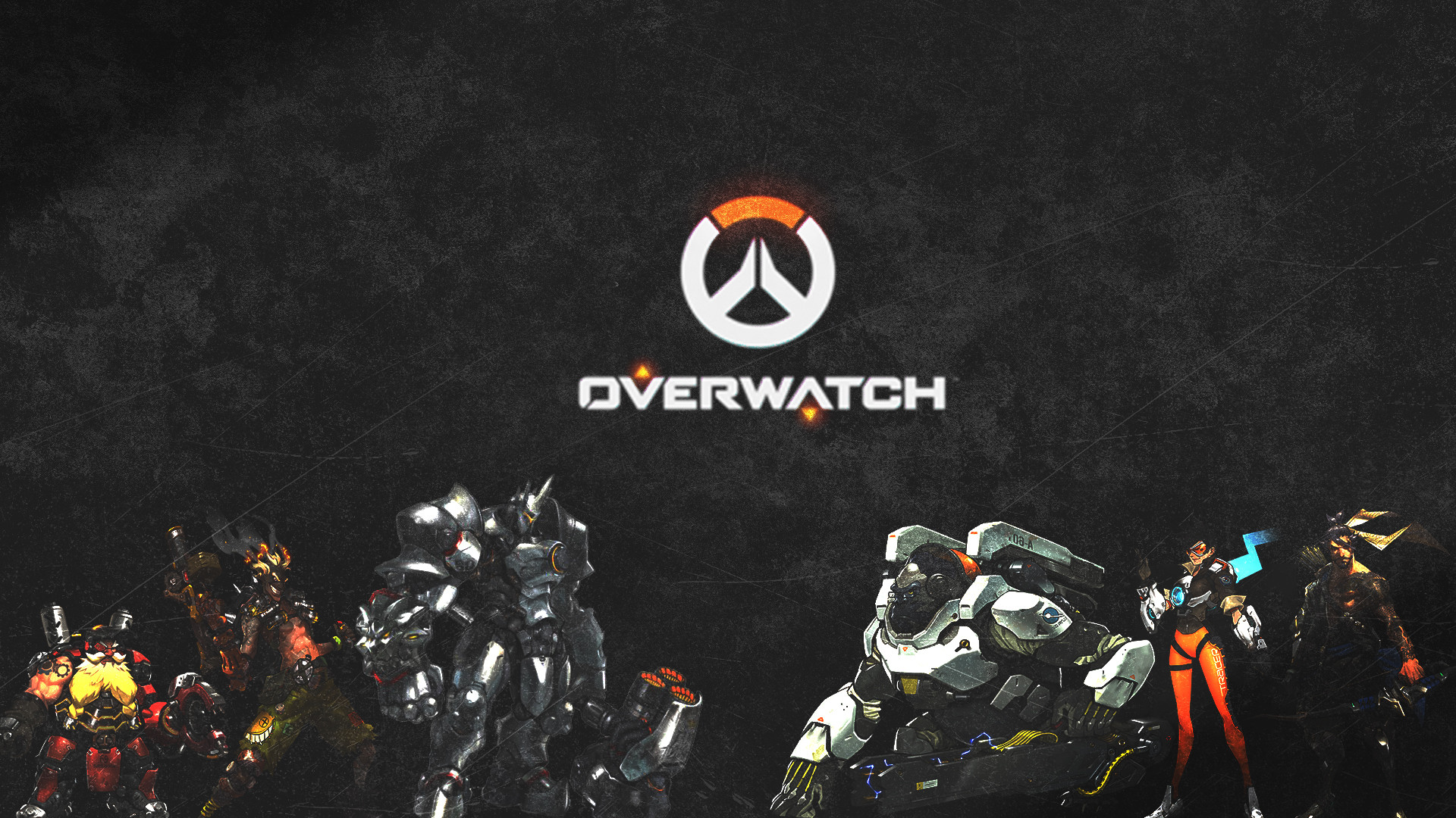 Logo di Overwatch, Eroi di Overwatch, Overwatch, Scuro, Full HD, sfondo desktop