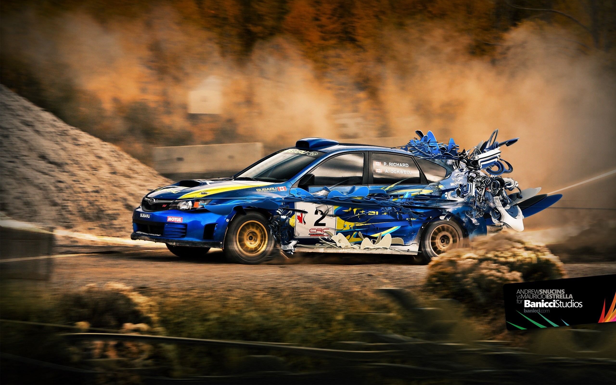 Subaru Impreza WRX STI, Livrea grafica, Rally, Sterrato, 2K, wallpaper per computer