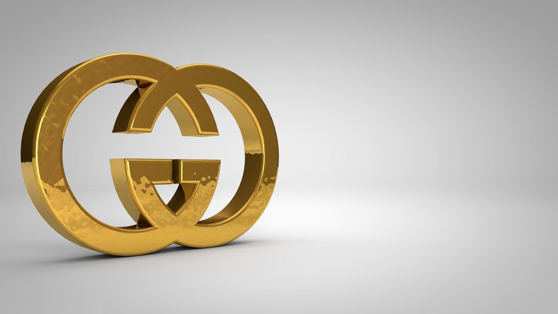 Gucci, Logo GG, Oro, 3D, 1920x1080, immagine di sfondo
