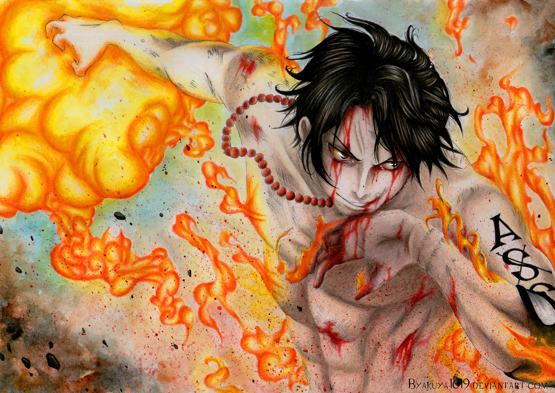Portgas D. Ace, One Piece, Fuoco, Marineford, Full HD, sfondo desktop