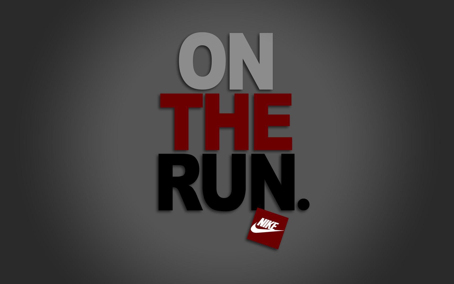 Nike, On the Run, Tipografia, Sfondo grigio, Full HD, wallpaper per computer