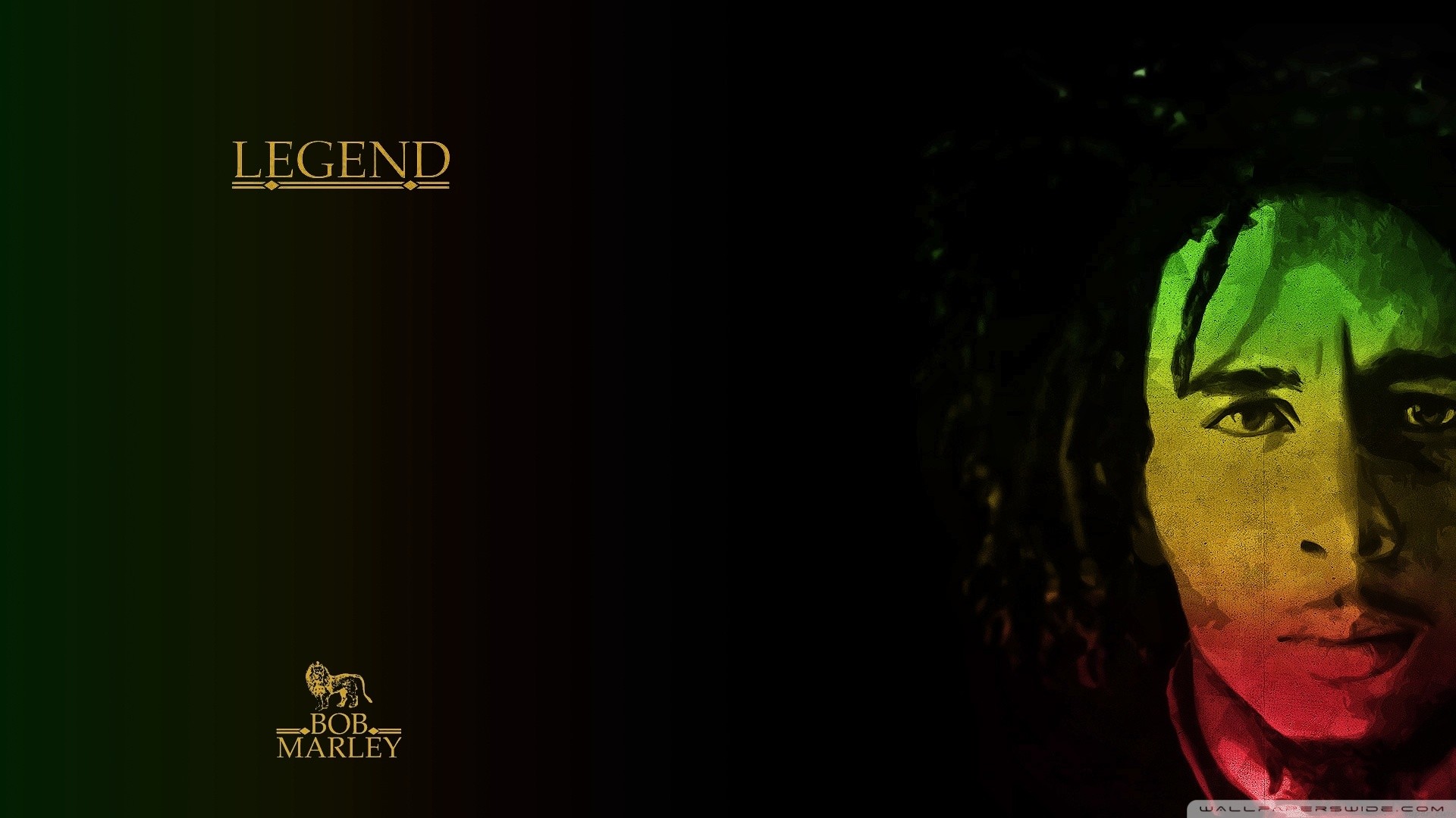 Bob Marley, Legend, Sfondo nero, Colori rasta, 16:9 Full HD, wallpaper widescreen