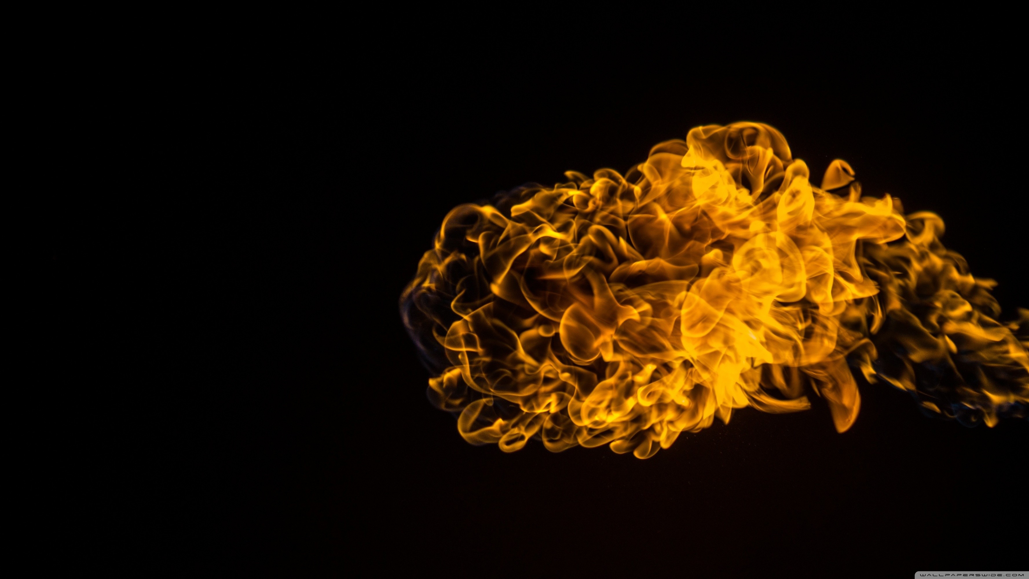Fumo dorato, Fiamma, Sfondo nero, 16:9 2K, wallpaper widescreen