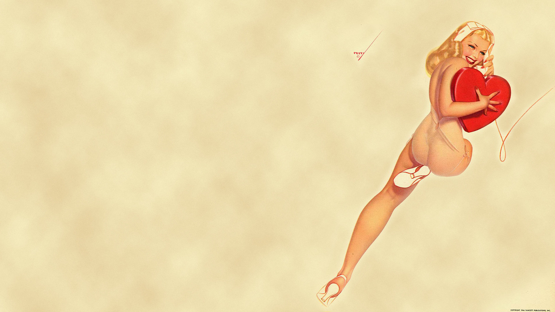 Pin-up, Cuore, Pergamena, Retrò, Full HD, sfondo per PC e portatile
