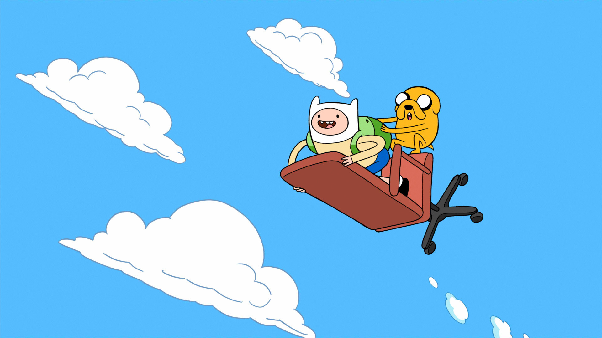 Finn, Jake il cane, Adventure Time, Nuvole, Cielo azzurro, 1920x1080, sfondo per PC