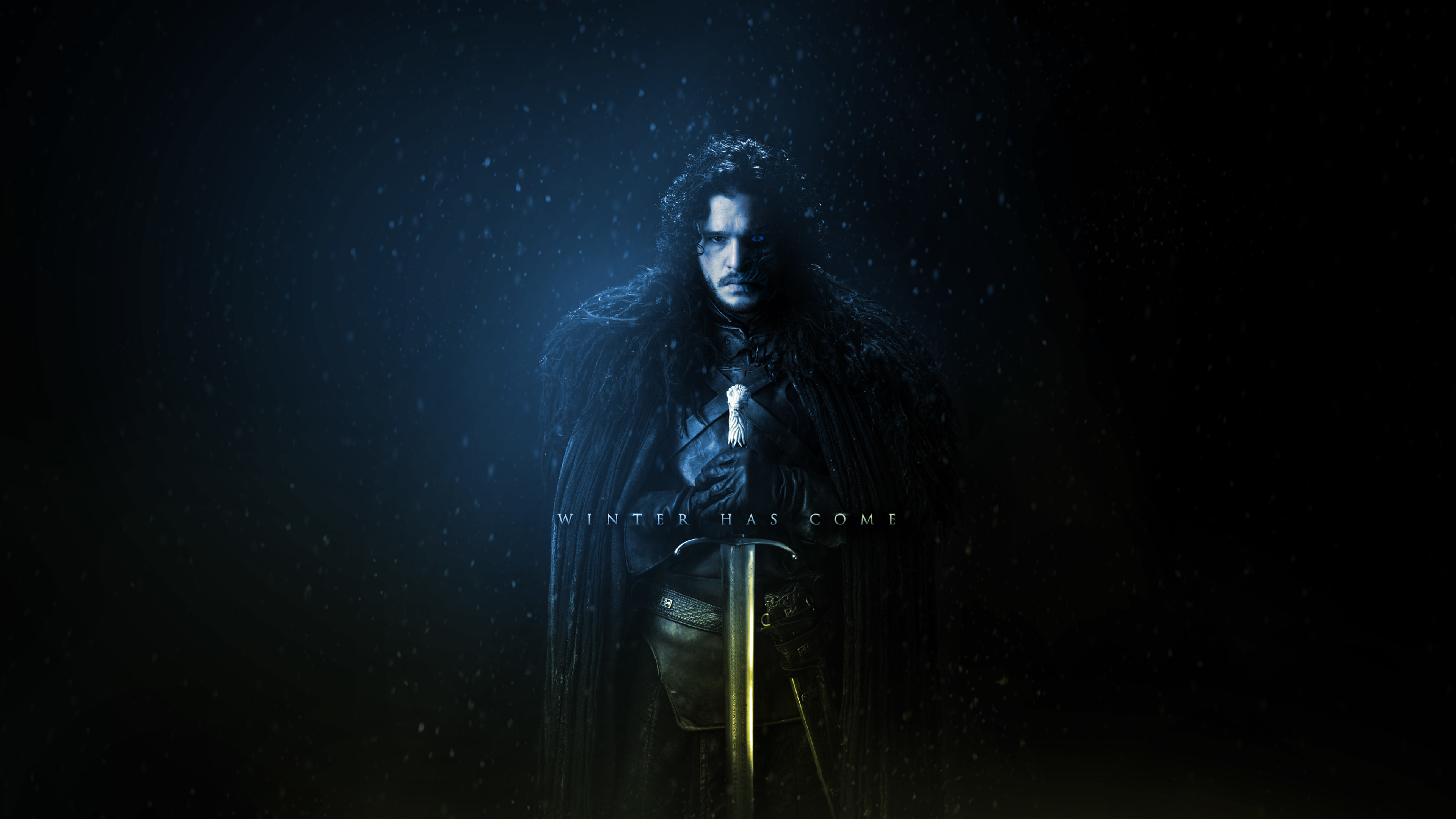 Jon Snow, Il Trono di Spade, Winter Has Come, Spada, Blu, 4K, sfondo Windows 11