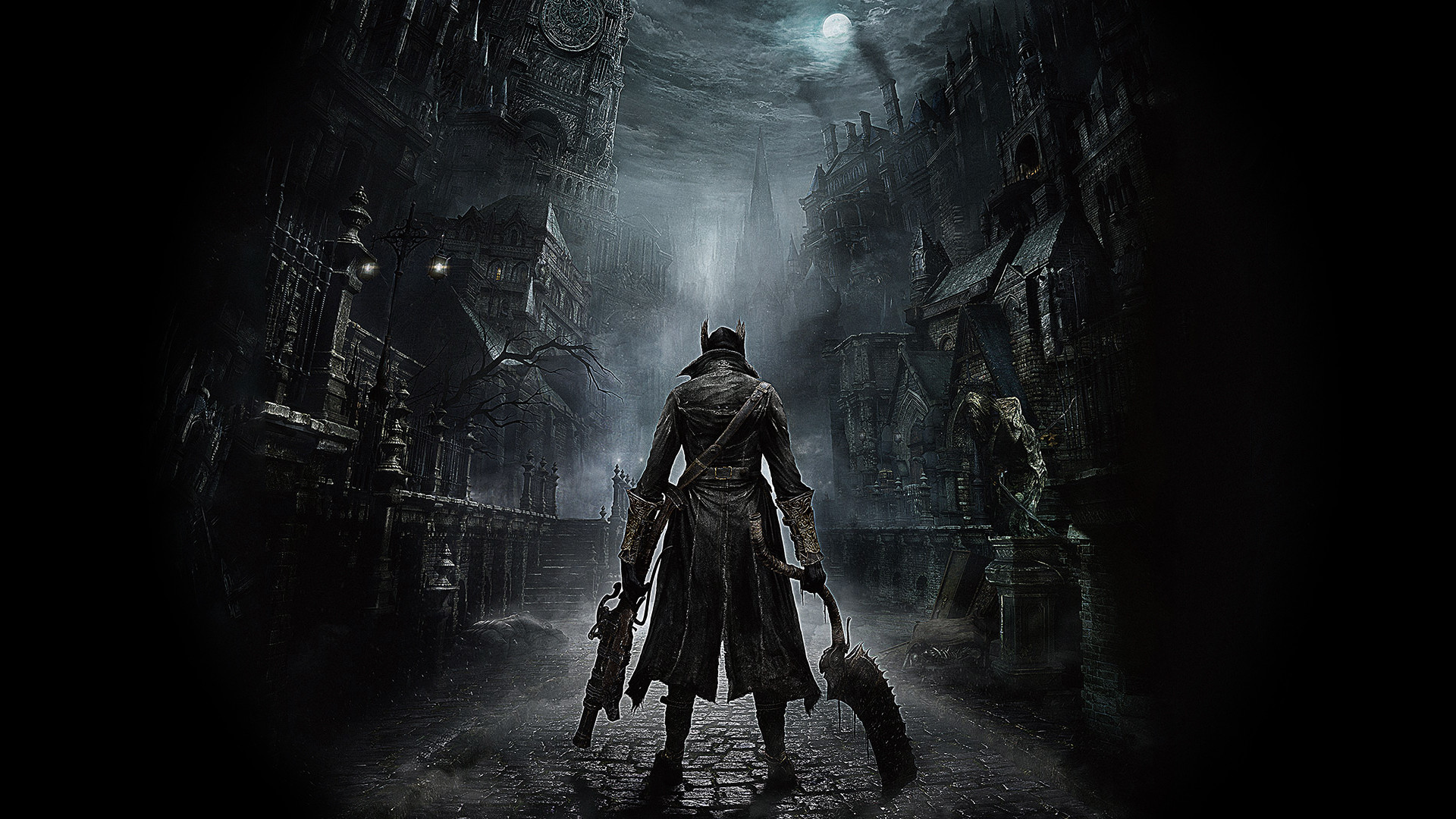 Cacciatore, Bloodborne, Yharnam, Vicolo, Notte, 1920x1080, immagine di sfondo