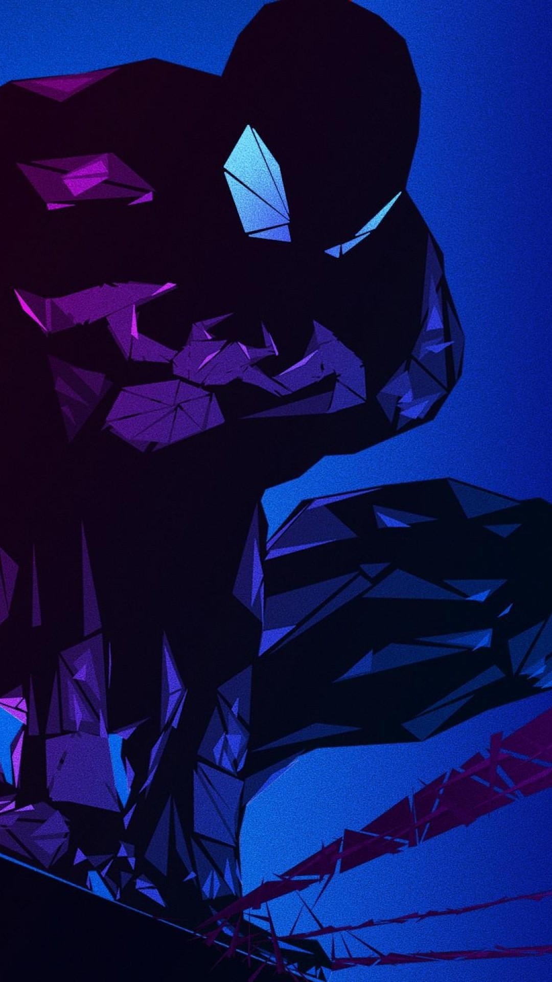 Spider-Man, Marvel, Blu, Viola, Arte digitale, Full HD, sfondo verticale per cellulare