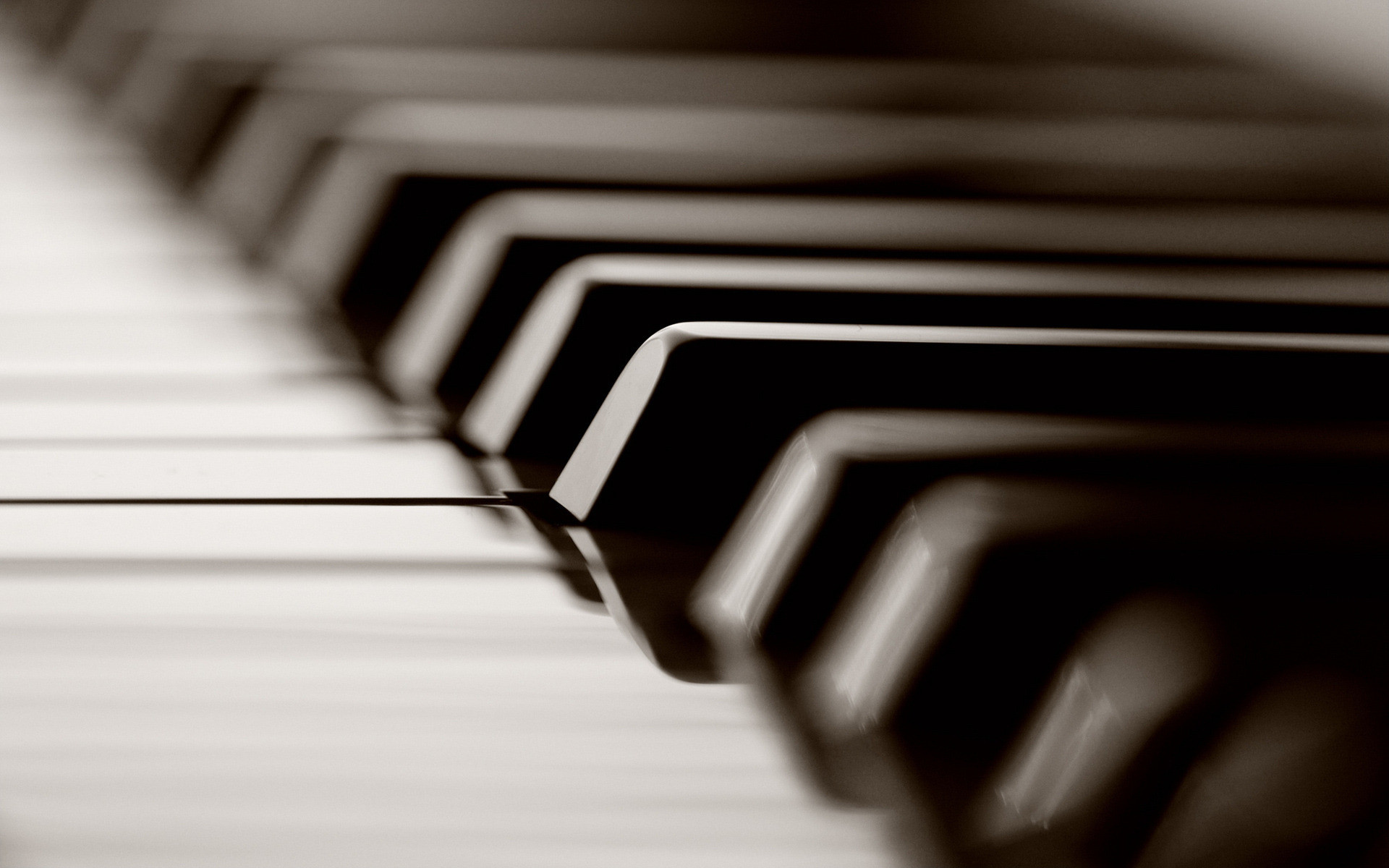 Tasti del pianoforte, Primo piano, Seppia, Full HD, wallpaper per portatile