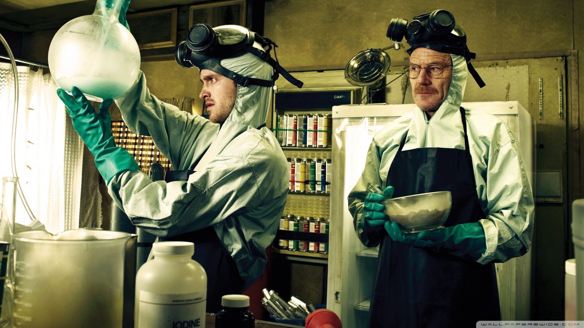 Walter White, Jesse Pinkman, Breaking Bad, Laboratorio, Maschera antigas, sfondo Windows 11